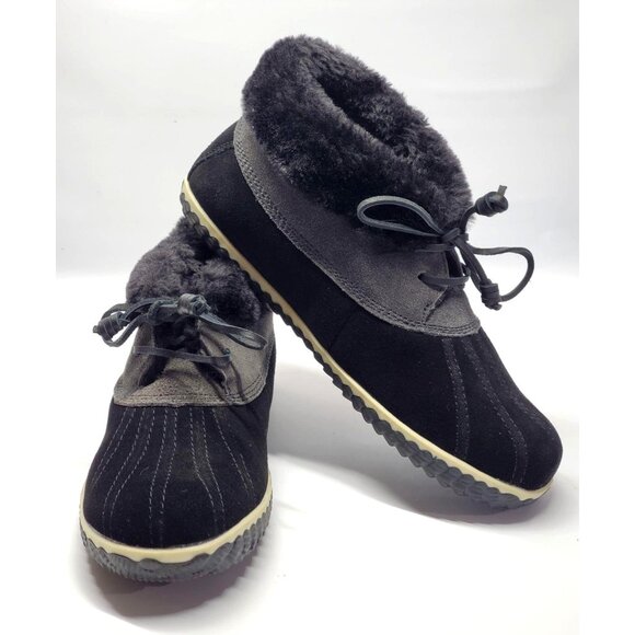 NWB Sperry Top Sider Women's Black Suede Elayna Duck Boot Slipper Size 8M 600 - Picture 3 of 9